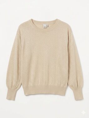 ICHI Sparkly Cream Crewneck Sweater Fits S/M